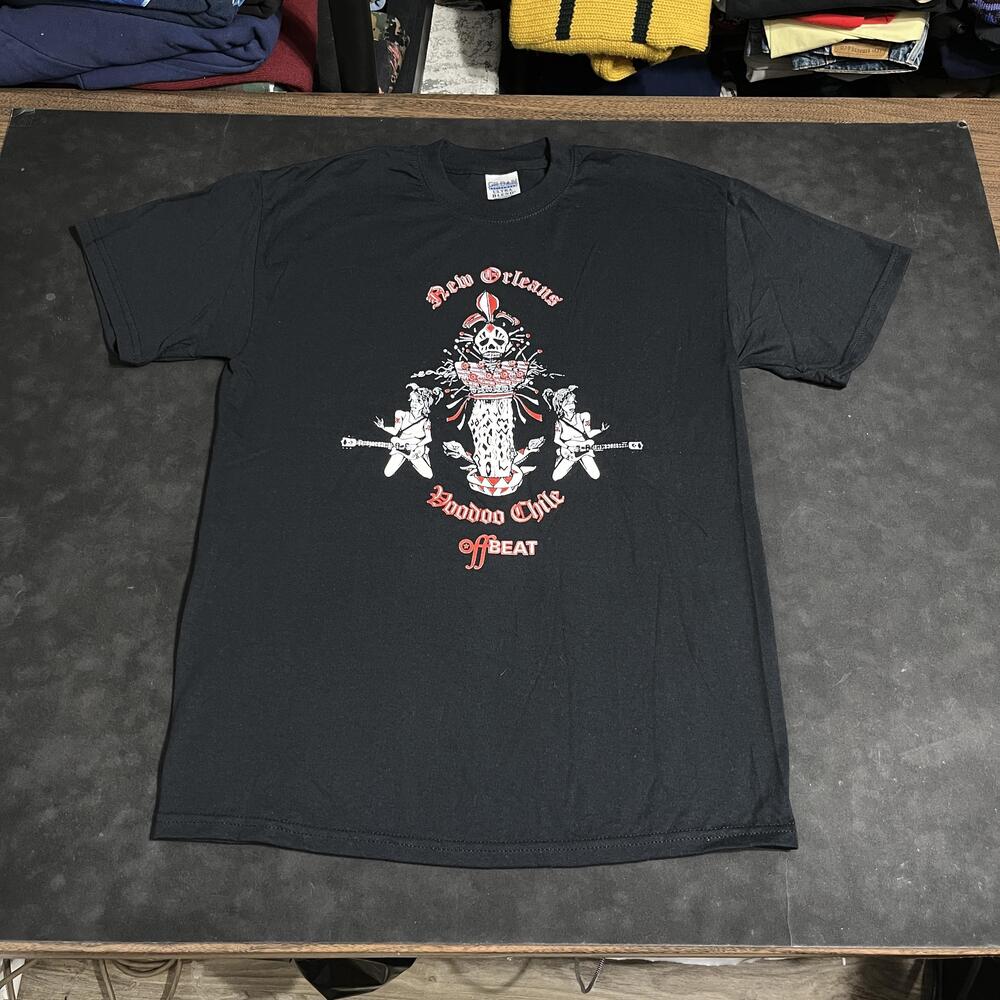 New Orleans Voodoo Chile OffBeat Shirt French Quarter Black Skull Rock Music Tee